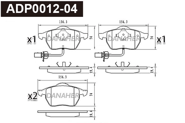 Kit de plaquettes de frein, frein à disque DANAHER ADP0012-04