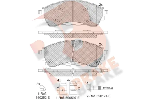 Kit de plaquettes de frein, frein à disque R BRAKE RB2382