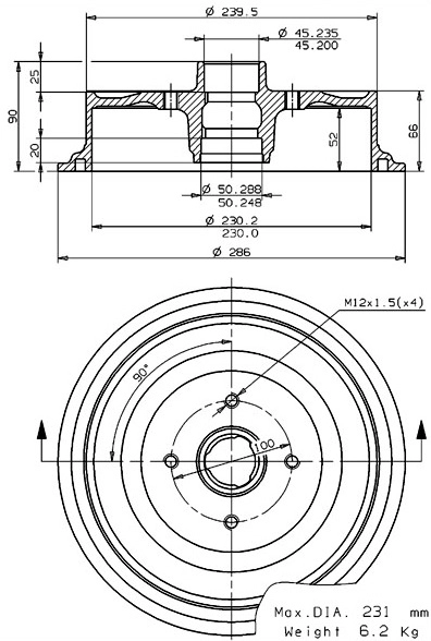 Tambour de frein VILLAR 627.0132