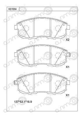 Kit de plaquettes de frein, frein à disque ASIMCO KD1034