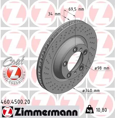 Disque de frein ZIMMERMANN 460.4501.20