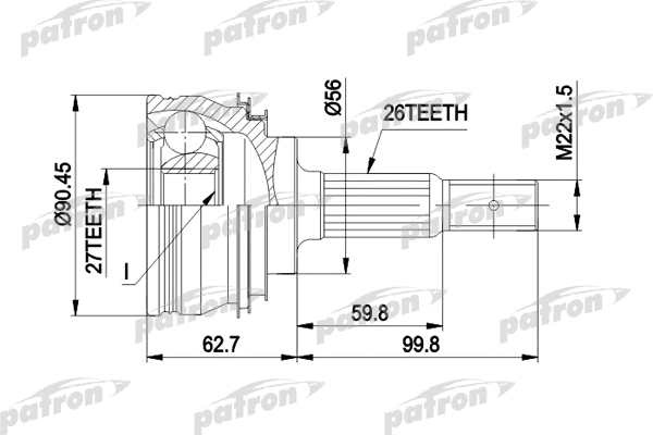Jeu de joints, arbre de transmission PATRON PCV1207