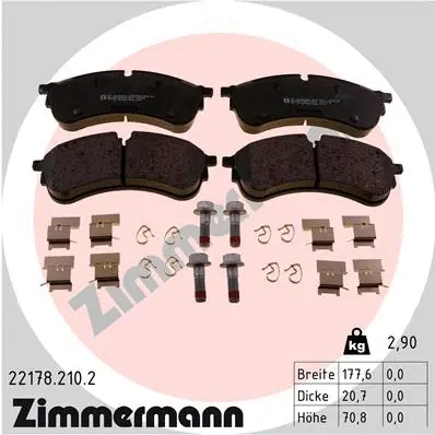 Kit de plaquettes de frein, frein à disque ZIMMERMANN 22178.210.2