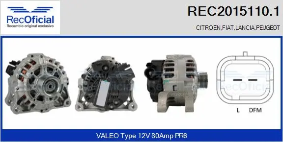Alternateur RECOFICIAL REC2015110.1