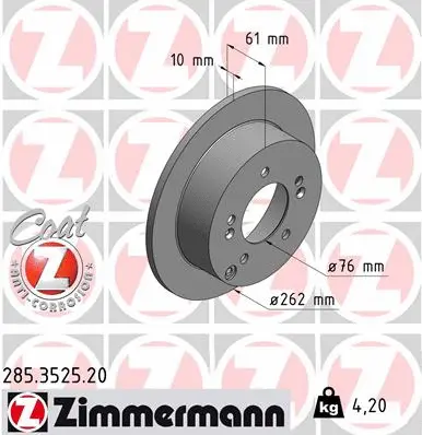 Disque de frein ZIMMERMANN 285.3525.20