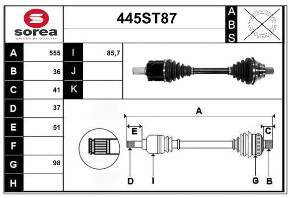 Arbre de transmission STARTCAR 445ST87