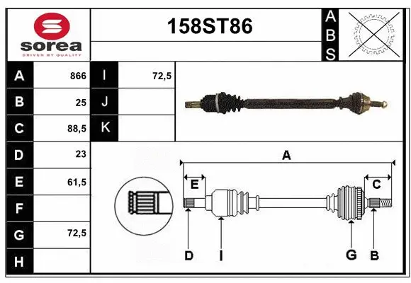 Arbre de transmission STARTCAR 158ST86