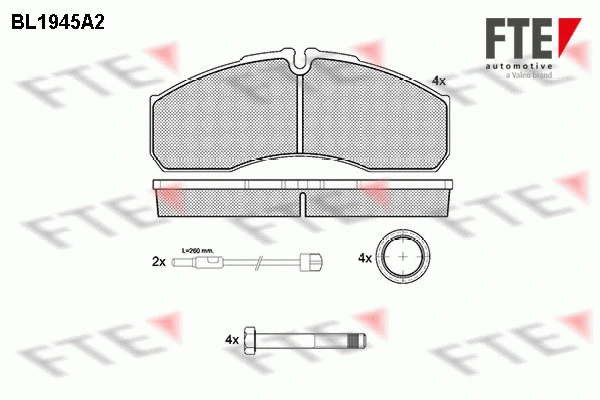Kit de plaquettes de frein, frein à disque FTE 9500012