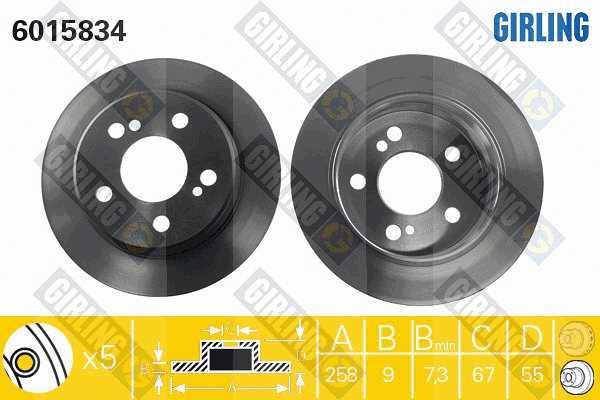 Disque de frein GIRLING 6015834
