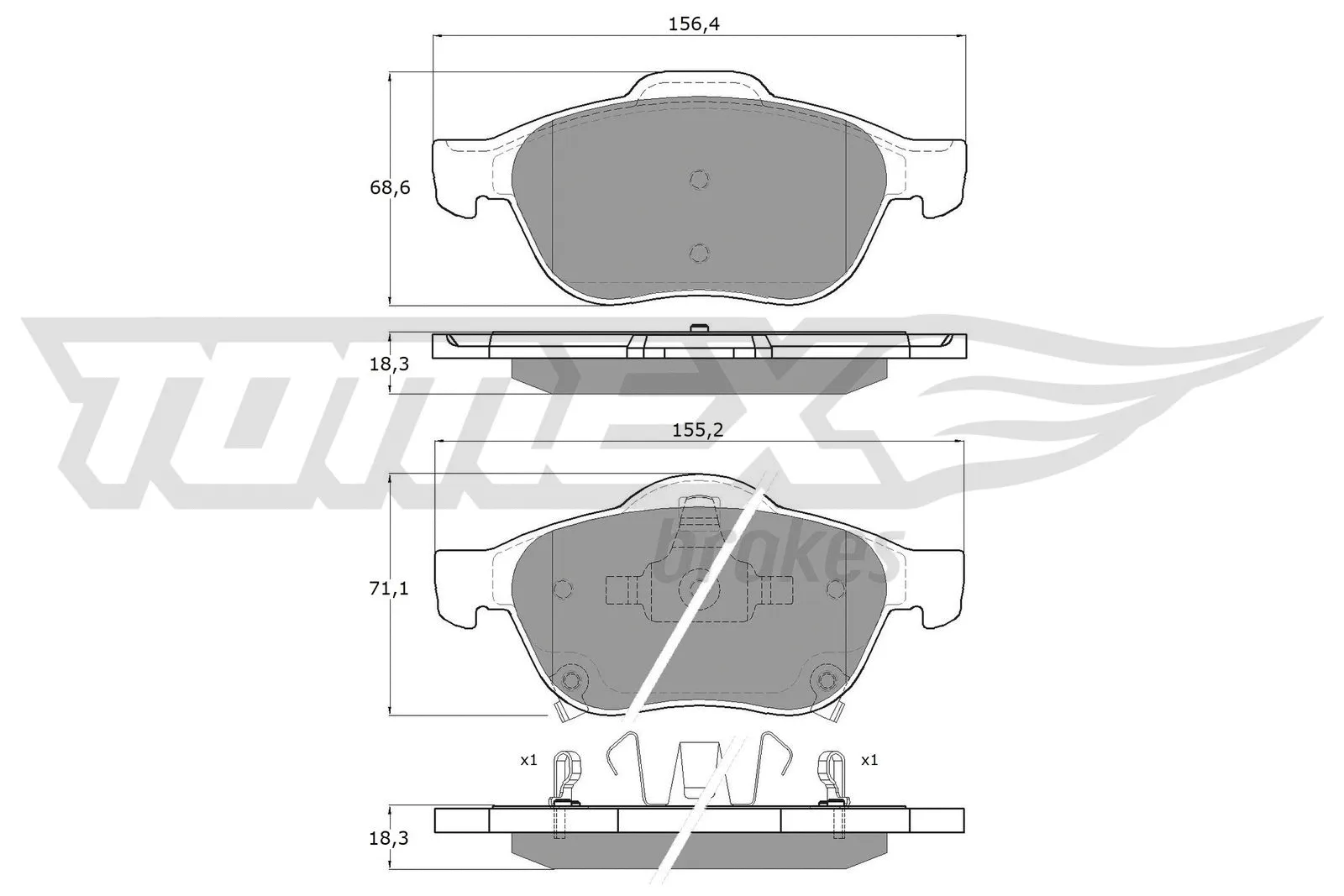 Kit de plaquettes de frein, frein à disque TOMEX Brakes TX 13-64