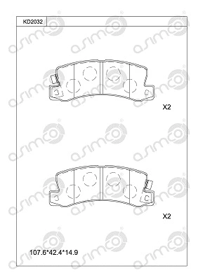 Kit de plaquettes de frein, frein à disque ASIMCO KD2032