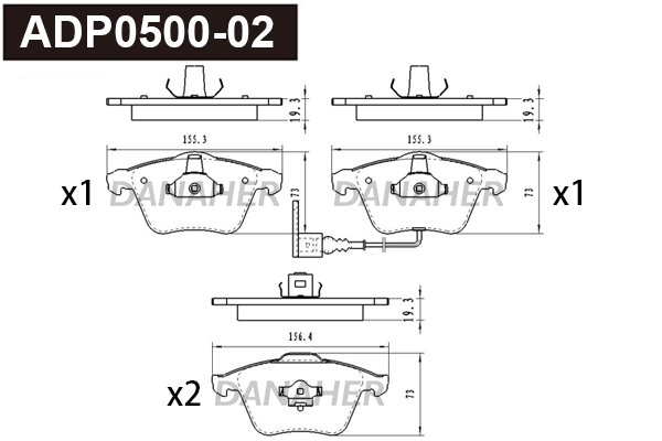 Kit de plaquettes de frein, frein à disque DANAHER ADP0500-02