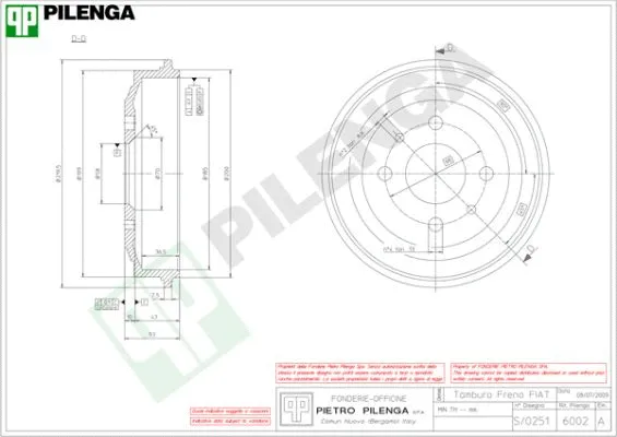 Tambour de frein PILENGA 6002