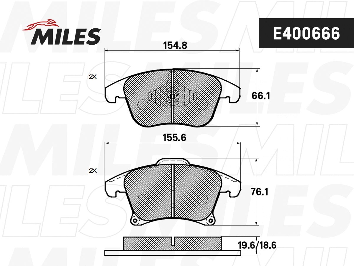 Kit de plaquettes de frein, frein à disque MILES E400666