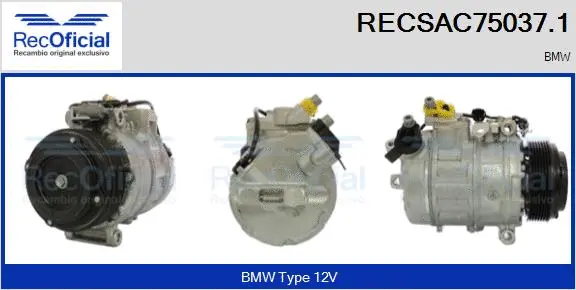 Compresseur, climatisation RECOFICIAL RECSAC75037.1