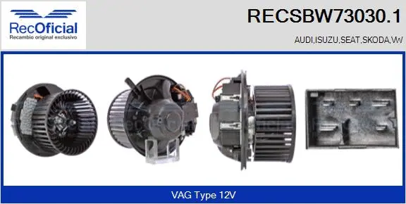 Pulseur d'air habitacle RECOFICIAL RECSBW73030.1