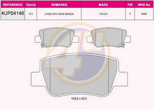 Kit de plaquettes de frein, frein à disque 4u 4UP04146