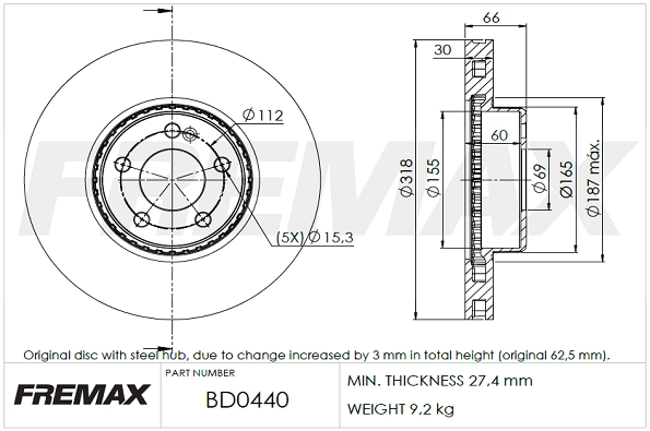Disque de frein FREMAX BD-0440