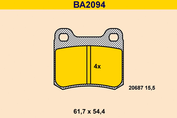 Kit de plaquettes de frein, frein à disque BARUM BA2094