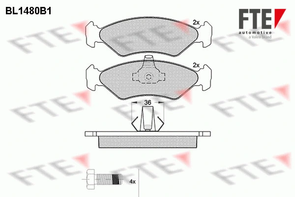 Kit de plaquettes de frein, frein à disque FTE 9011032