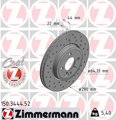 Disque de frein ZIMMERMANN 150.3444.52