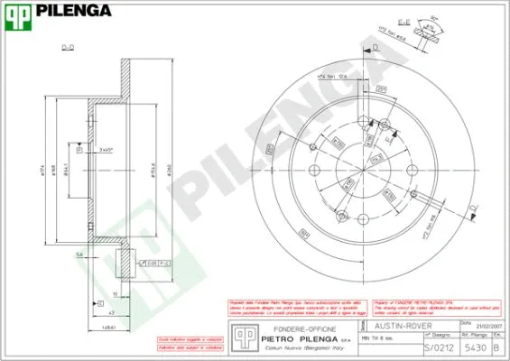 Disque de frein PILENGA 5430