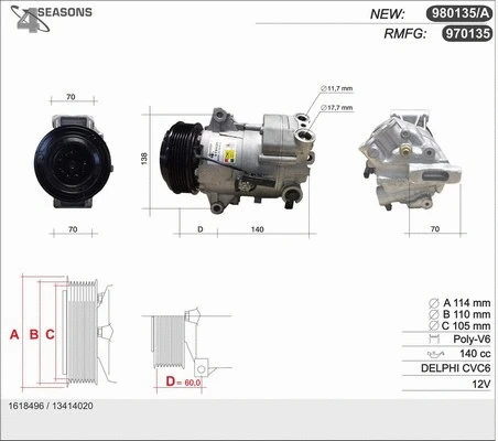 Compresseur, climatisation AHE 970135