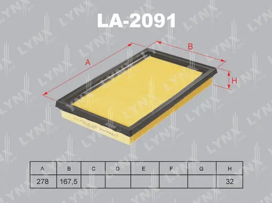 Filtre à air LYNXAUTO LA-2091