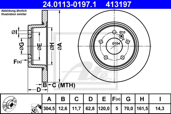 Disque de frein ATE-APAC 24.0113-0197.1
