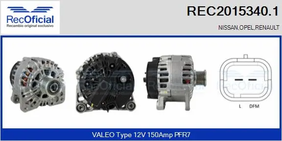 Alternateur RECOFICIAL REC2015340.1