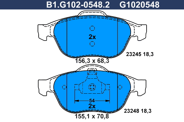Kit de plaquettes de frein, frein à disque GALFER B1.G102-0548.2