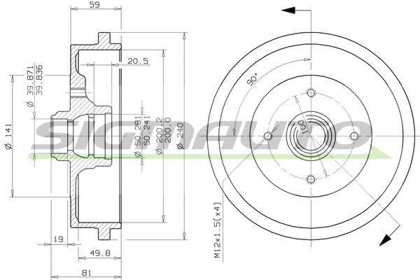 Tambour de frein SIGMAUTO DR5244