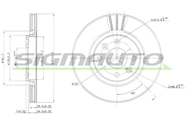 Disque de frein SIGMAUTO DBA199V