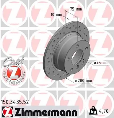 Disque de frein ZIMMERMANN 150.3435.52