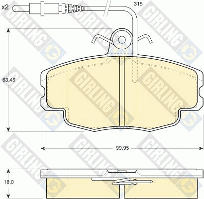 Kit de plaquettes de frein, frein à disque GIRLING 6101141