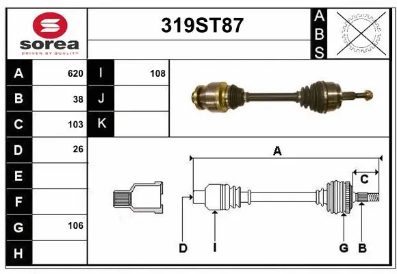 Arbre de transmission STARTCAR 319ST87