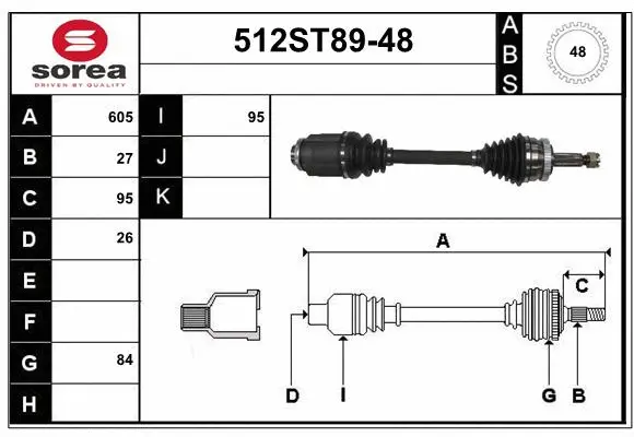 Arbre de transmission STARTCAR 512ST89-48