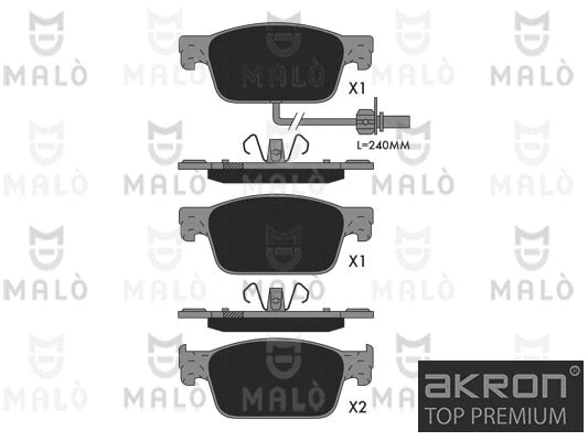 Kit de plaquettes de frein, frein à disque AKRON-MALÒ 1051376