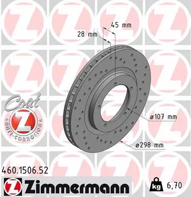 Disque de frein ZIMMERMANN 460.1506.52