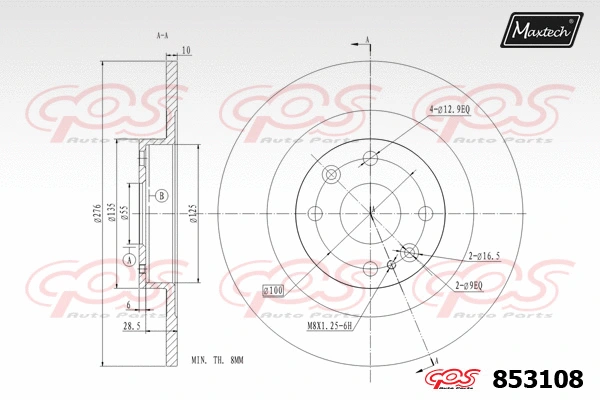 Disque de frein MAXTECH 853108