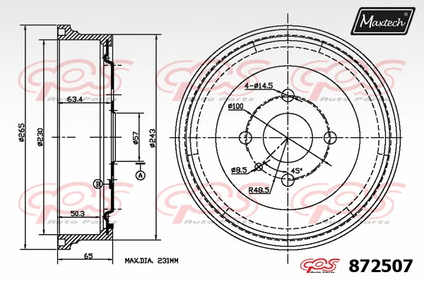Tambour de frein MAXTECH 872507