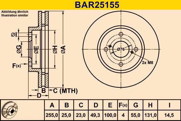 Disque de frein BARUM BAR25155