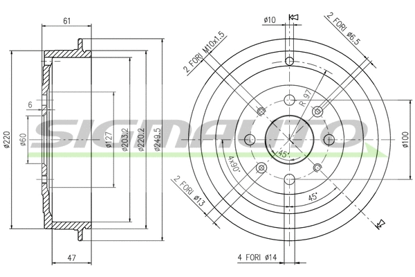 Tambour de frein SIGMAUTO DR5656