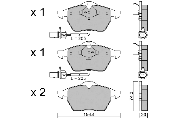 Kit de plaquettes de frein, frein à disque AISIN BPVW-1014