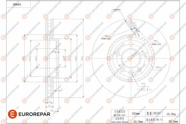 Disque de frein EUROREPAR 1684312580