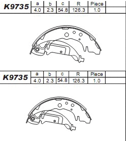 Jeu de mâchoires de frein ASIMCO K9735