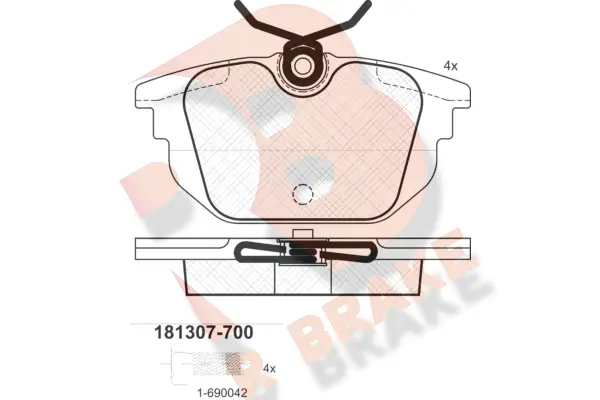 Kit de plaquettes de frein, frein à disque R BRAKE RB1307-700