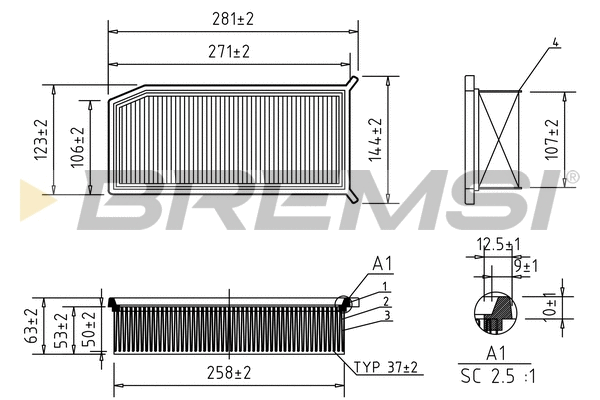 Filtre à air BREMSI FA0208