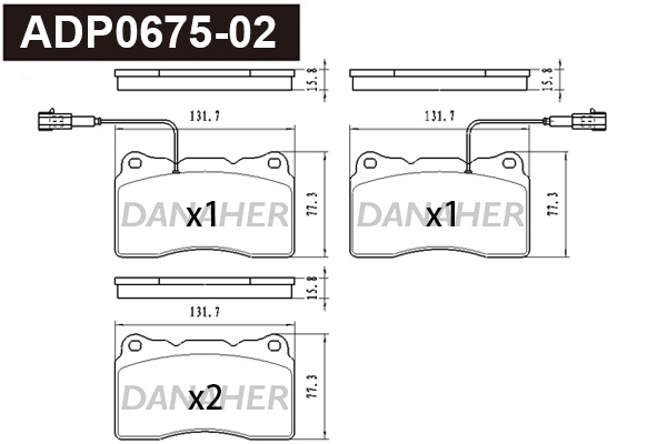 Kit de plaquettes de frein, frein à disque DANAHER ADP0675-02