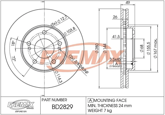 Disque de frein FREMAX BD-2829